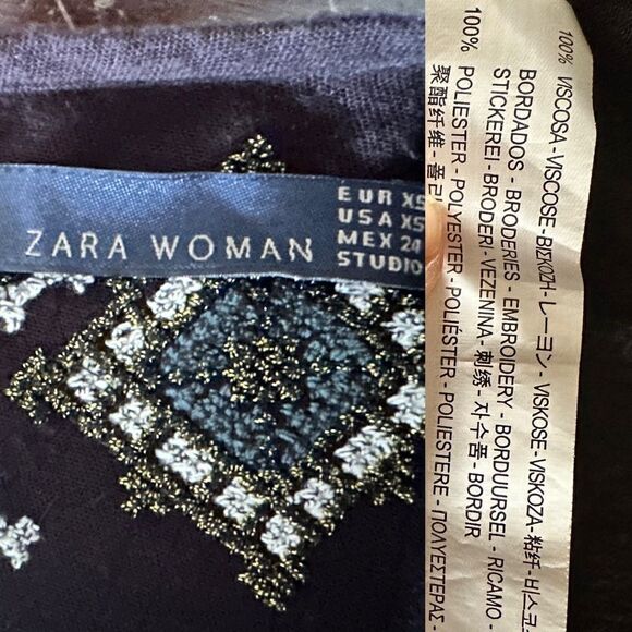 ZARA Embroidered Boho Festival Layered dress Size XS - Picture 12 of 16